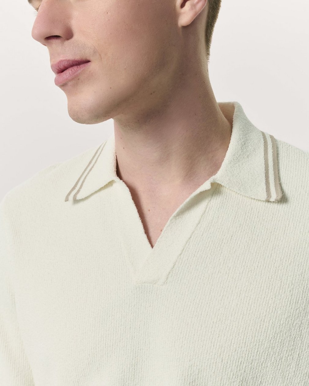 Zuma Johnny Collar Knit Polo Shirt Ivory - Image 3