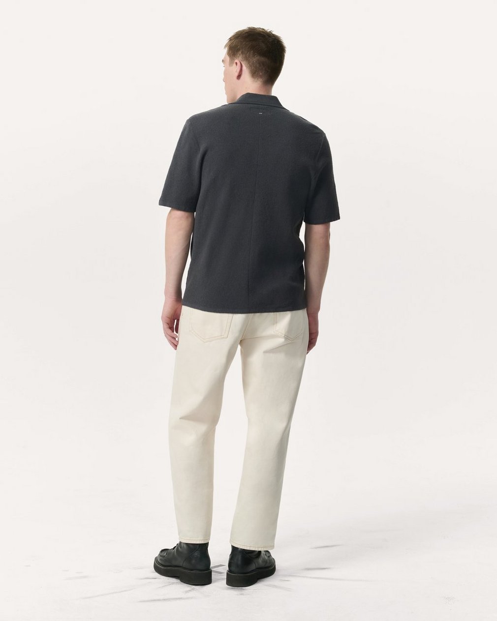 Zuma Johnny Collar Knit Polo Shirt Dark Grey - Image 5