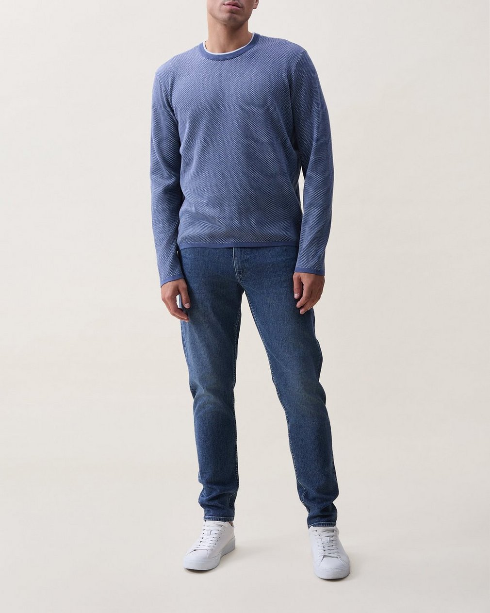 Mitch Cotton Sweater Worn Indigo