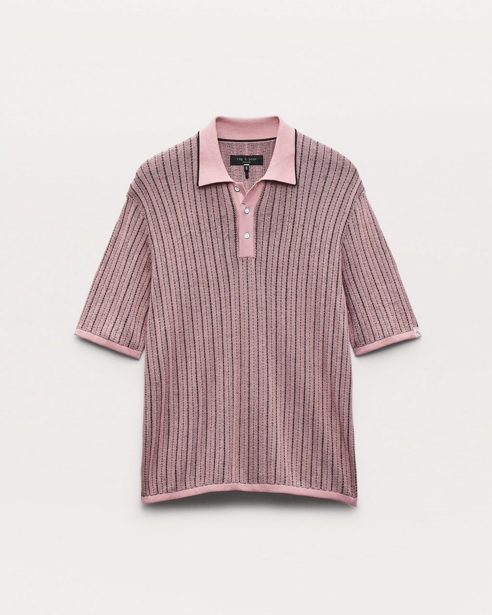 Harvey Striped Knit Polo Shirt Grape
