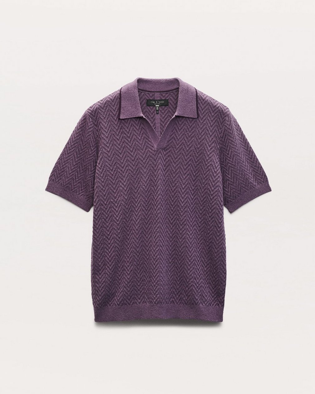 Zuma Herringbone Knit Polo Shirt Washed Violet