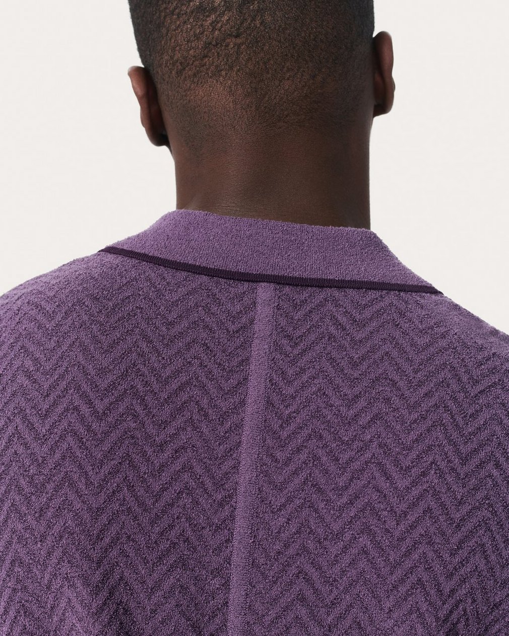Zuma Herringbone Knit Polo Shirt Washed Violet - Image 5