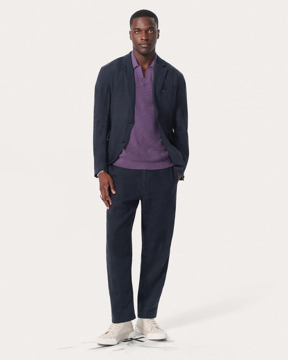 Zuma Herringbone Knit Polo Shirt Washed Violet - Image 6