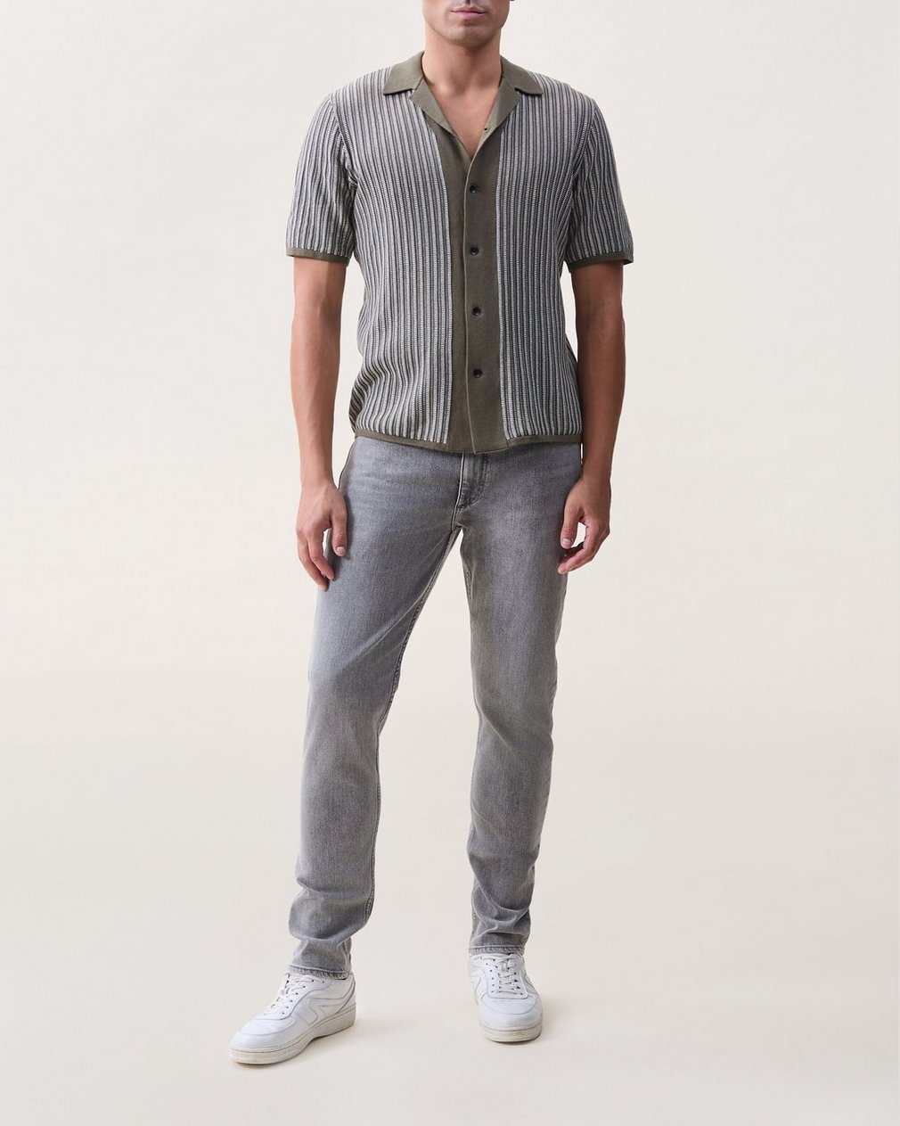 Micha Camp-Collar Knit Shirt Gravel Multi