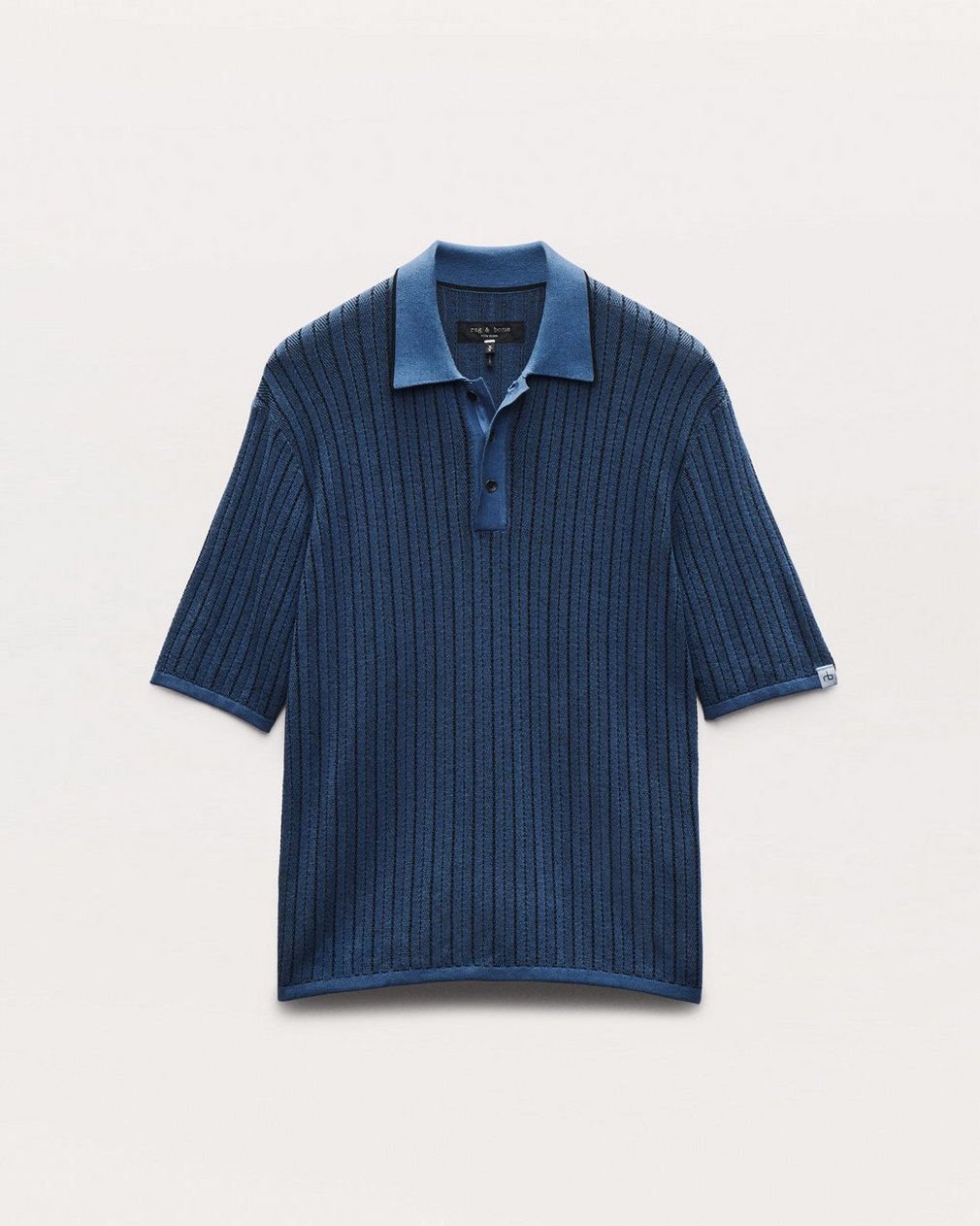 Harvey Striped Knit Polo Shirt Moonlight