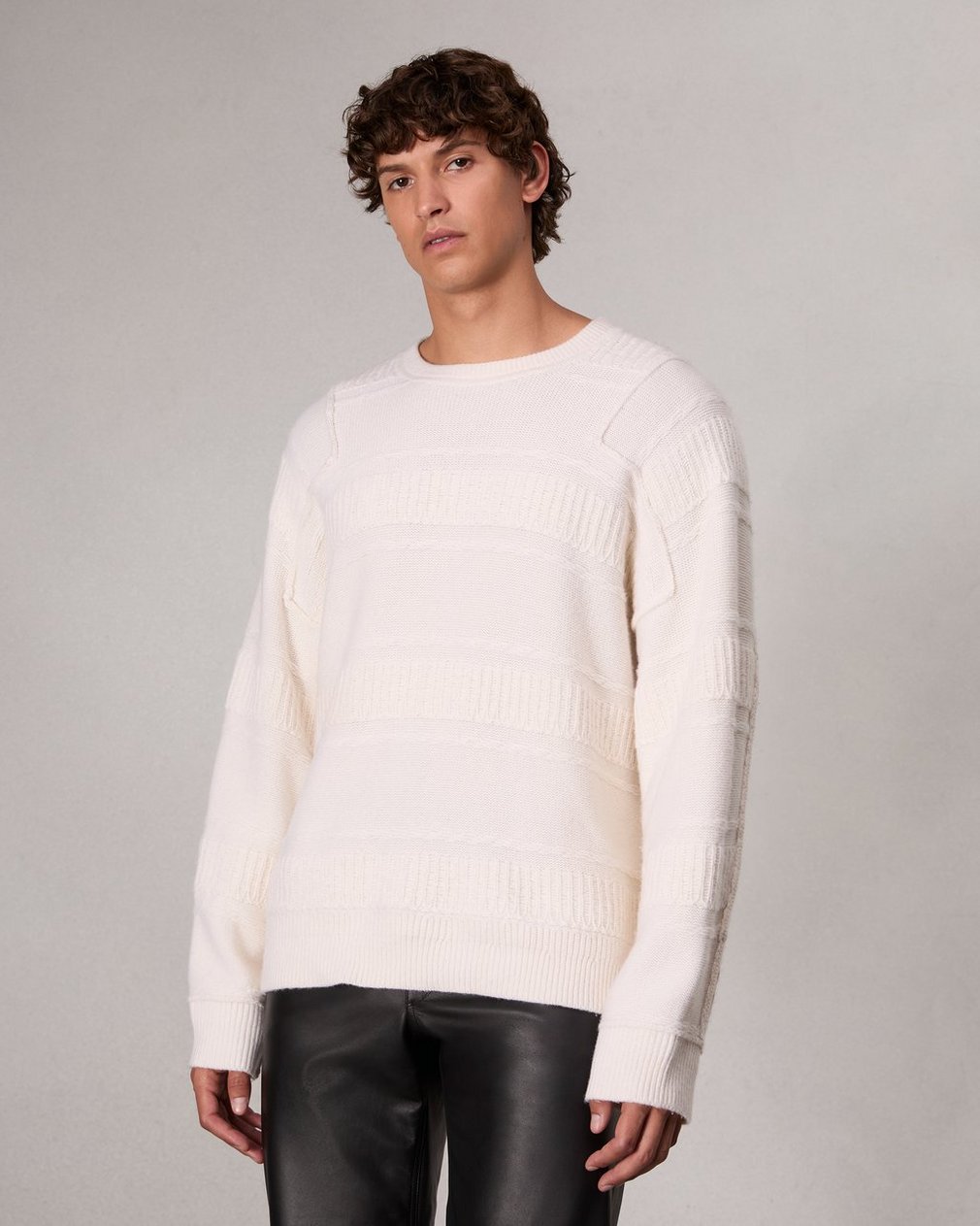 Colton Relaxed Fit Wool-Blend Sweater Ivory - Image 2