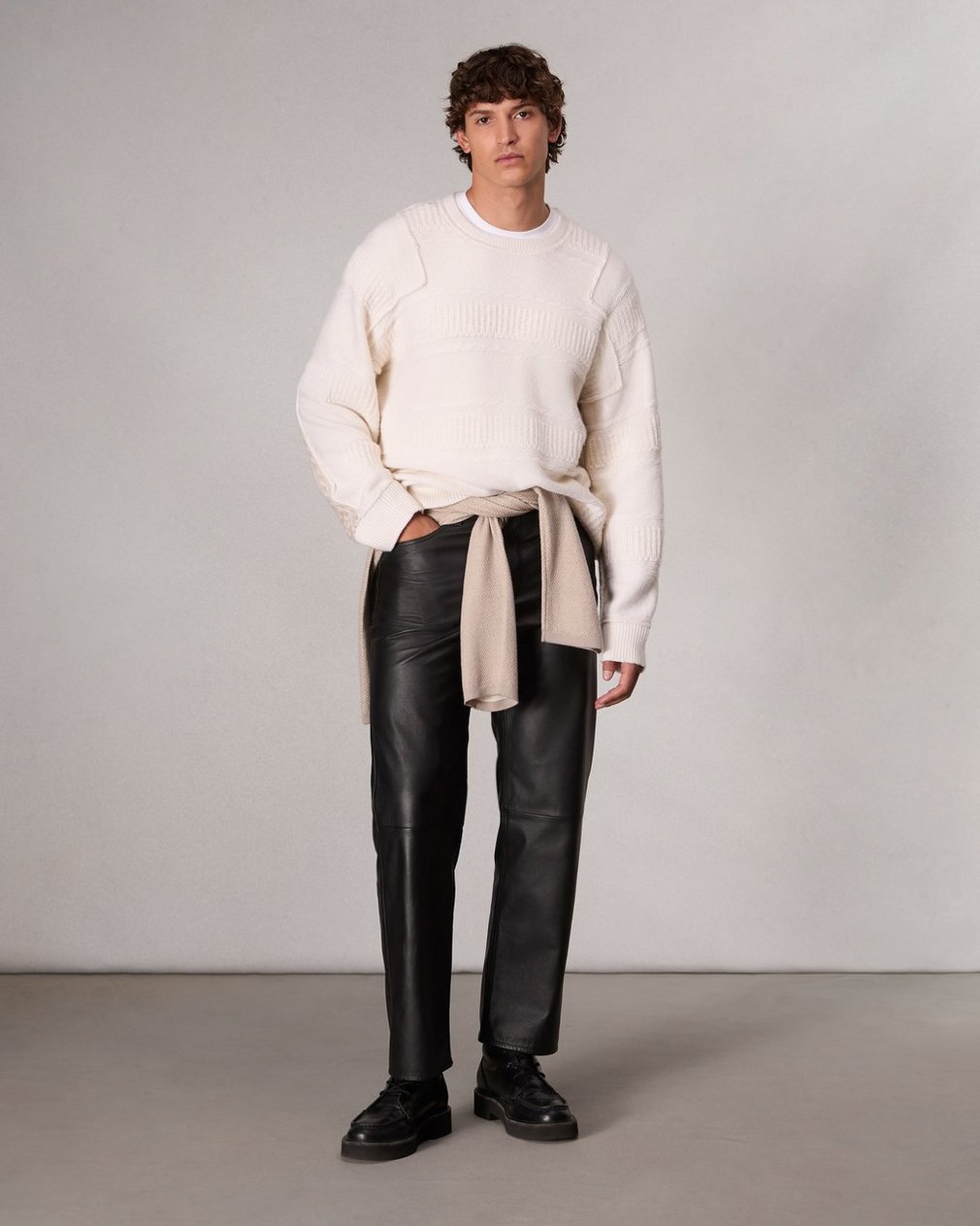 Colton Relaxed Fit Wool-Blend Sweater Ivory - Image 3