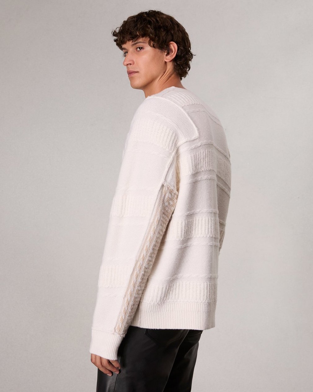 Colton Relaxed Fit Wool-Blend Sweater Ivory - Image 4