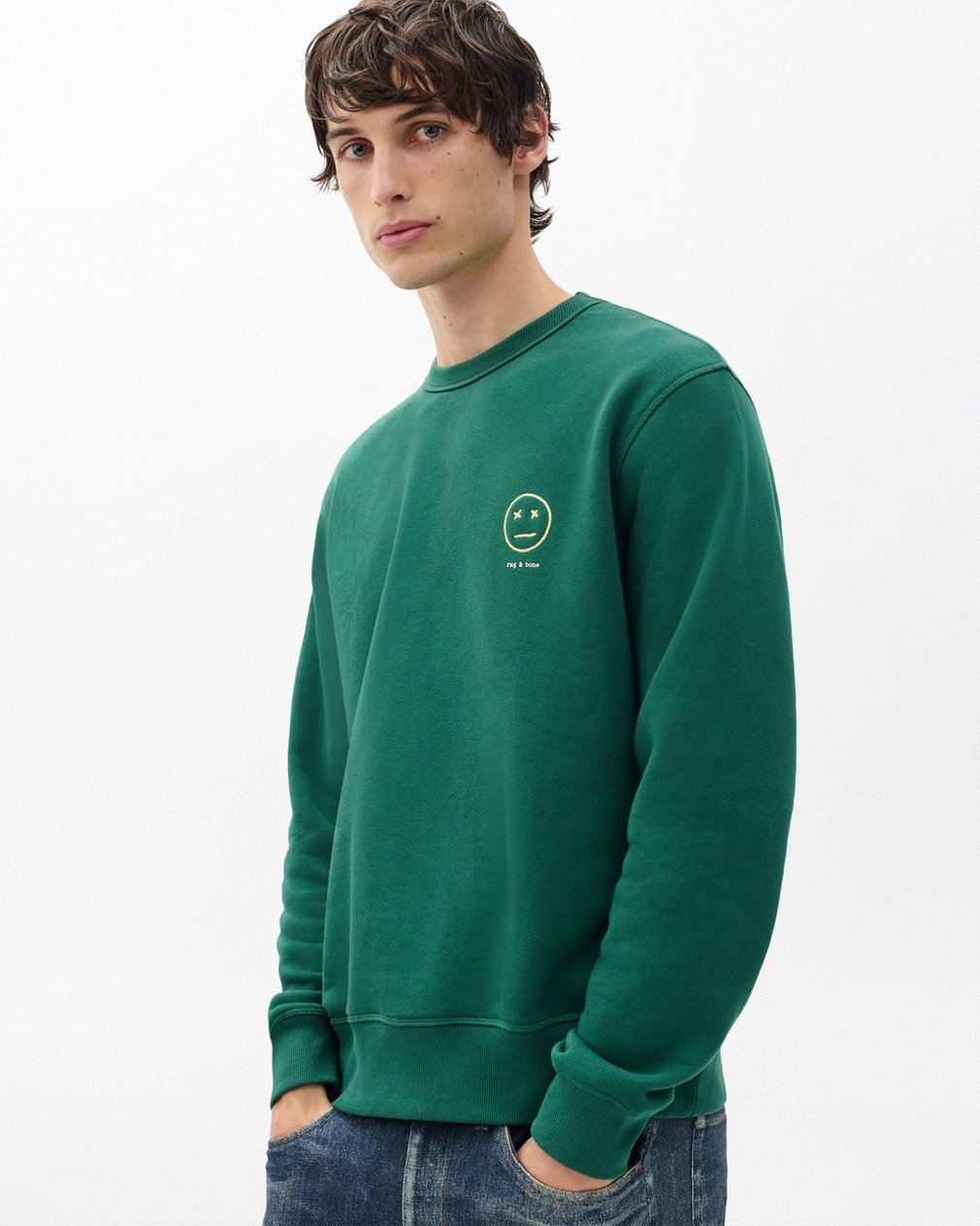 Sour Face Embroidered Sweatshirt Pine Forest - Image 4