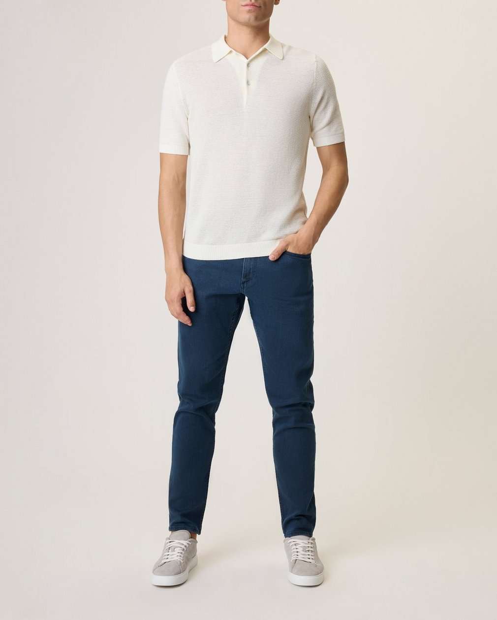 Lewis Cotton Polo Shirt Ivory
