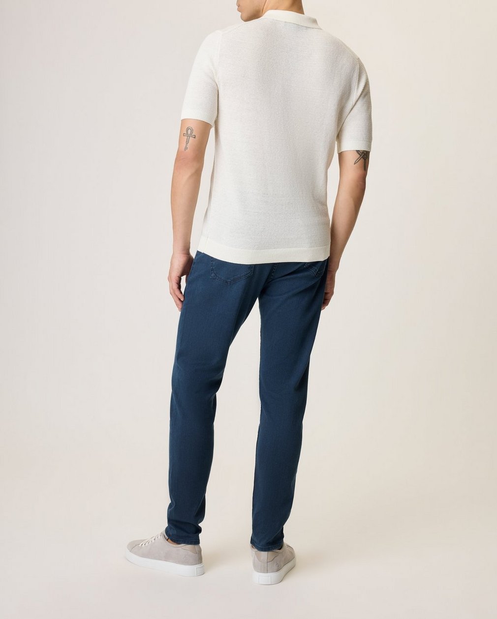 Lewis Cotton Polo Shirt Ivory - Image 2