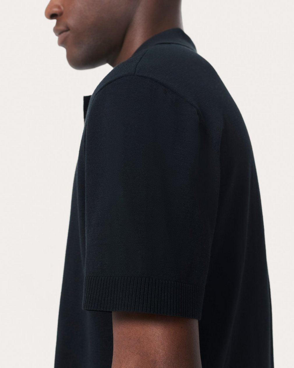 Knit Polo Shirt Black - Image 5
