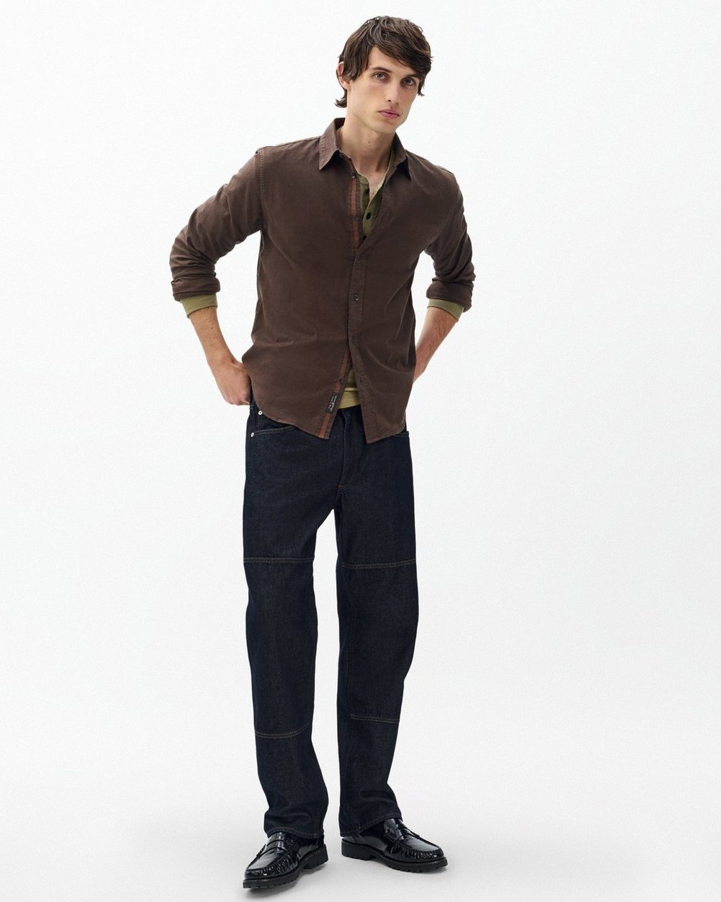 Tomlin Stretch Dobby Shirt Dark Brown - Image 3