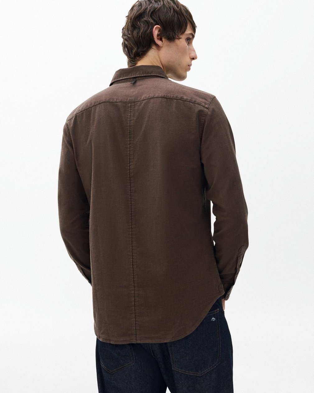 Tomlin Stretch Dobby Shirt Dark Brown - Image 5