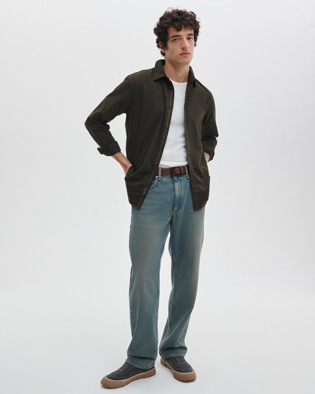 Tomlin Stretch-Cotton Dobby Shirt Army - Image 3