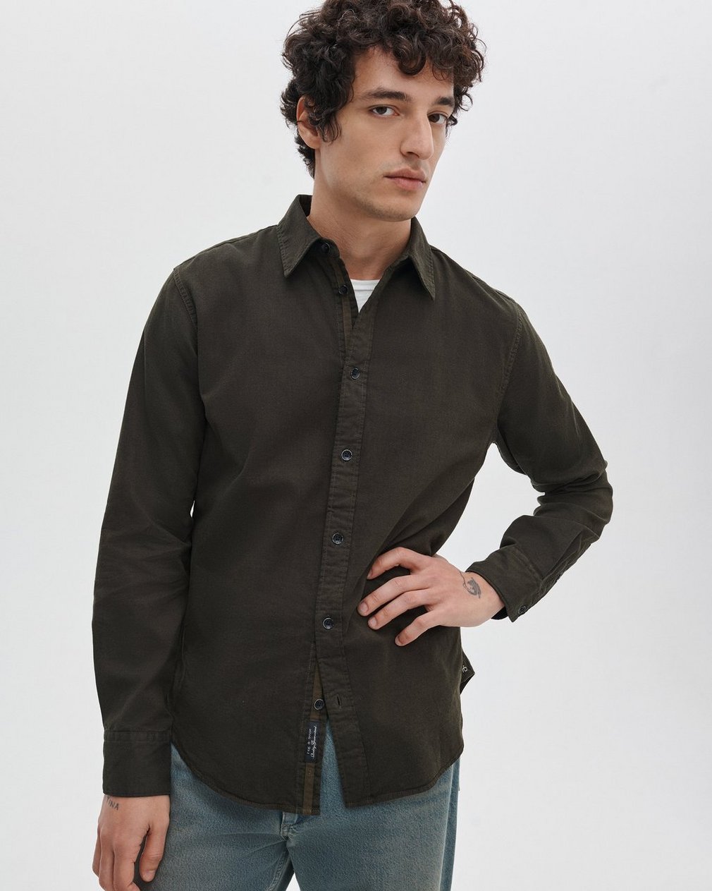 Tomlin Stretch-Cotton Dobby Shirt Army - Image 4