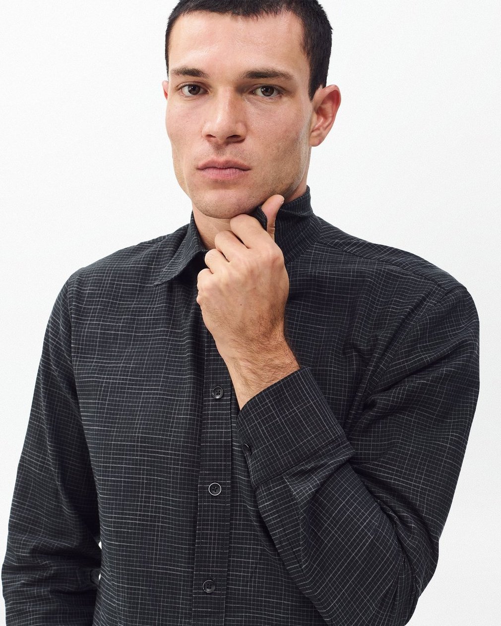 Tomlin Crosshatch Shirt Black/Grey - Image 4