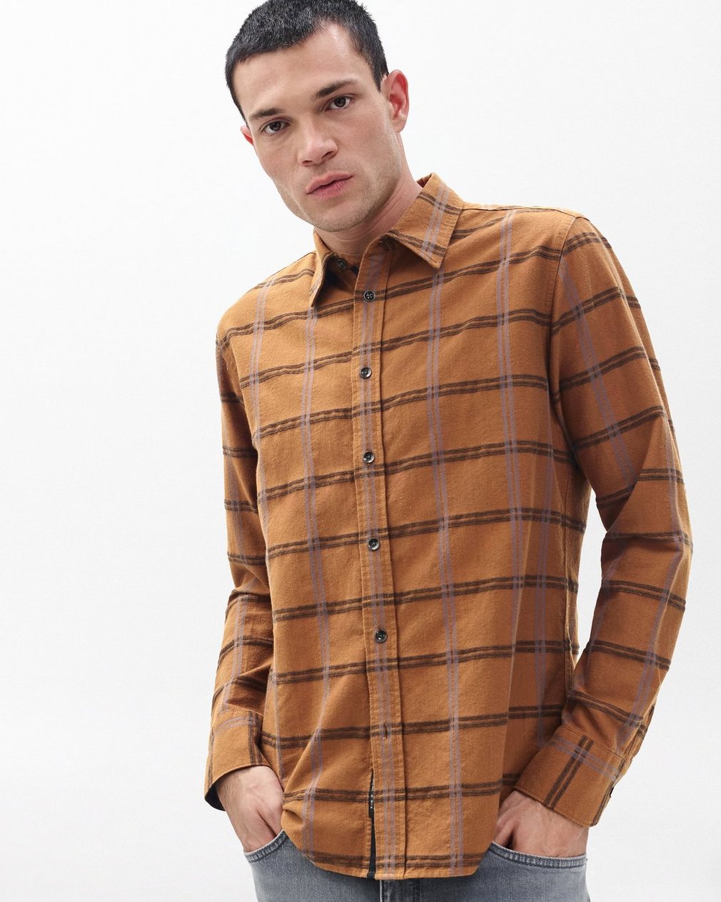 Tomlin Brushed Oxford Shirt Rust - Image 5