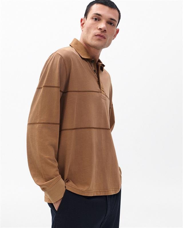 Washed Cotton Rugby Shirt Washed Brown