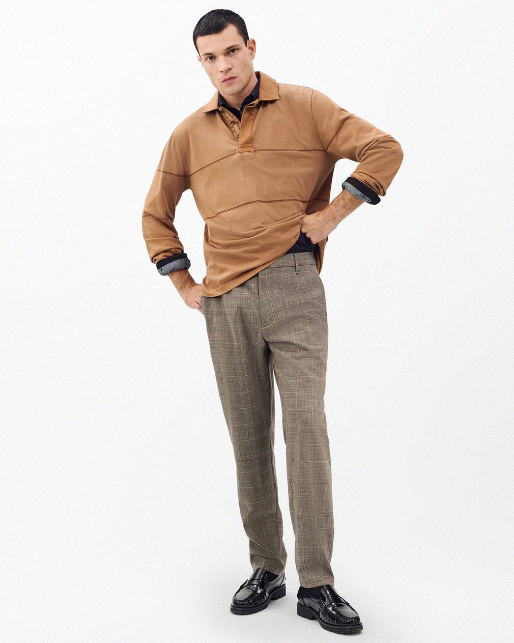 Washed Cotton Rugby Shirt Washed Brown - Image 3