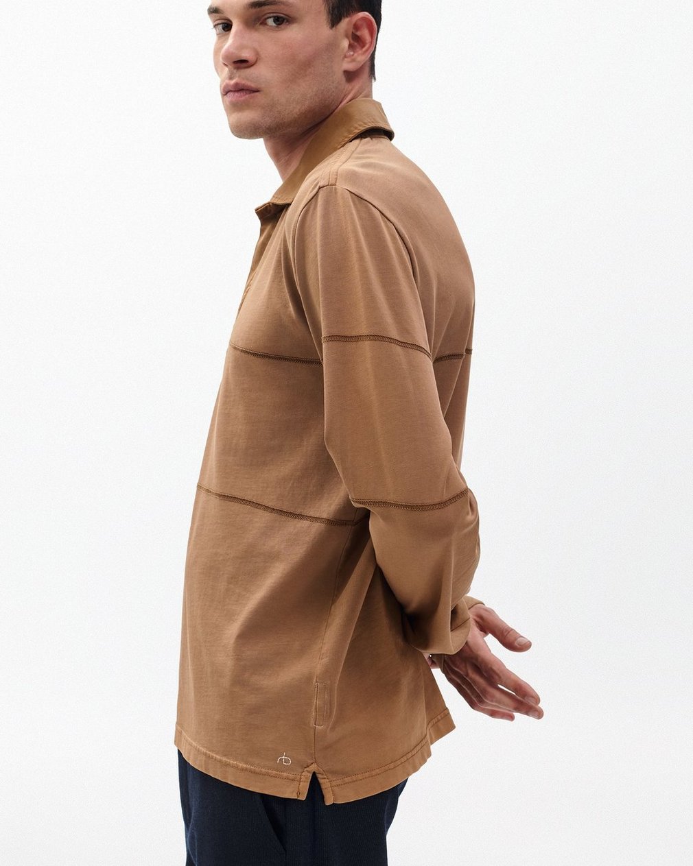 Washed Cotton Rugby Shirt Washed Brown - Image 4