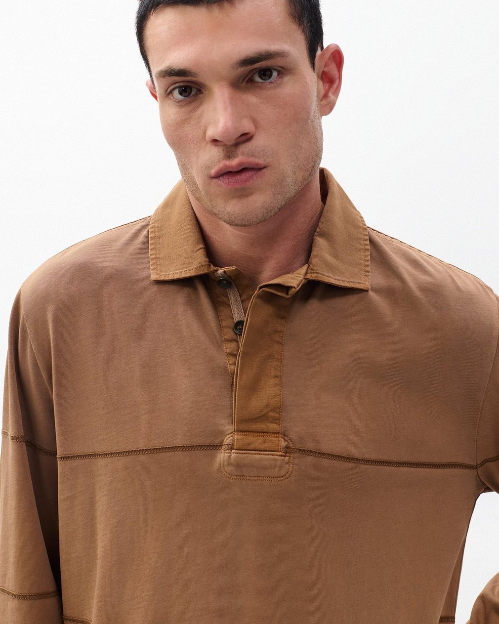 Washed Cotton Rugby Shirt Washed Brown - Image 5
