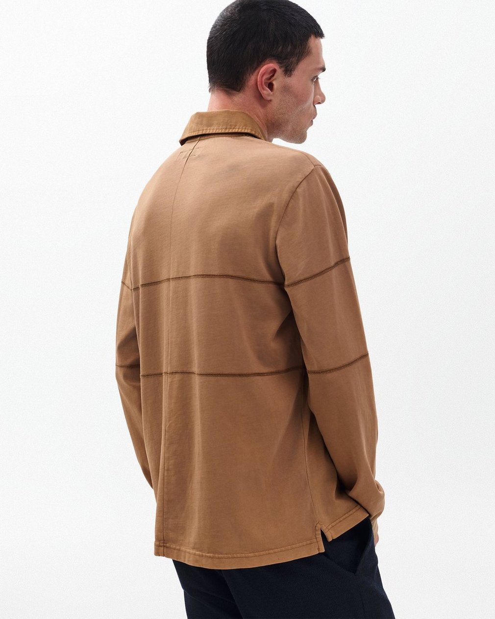 Washed Cotton Rugby Shirt Washed Brown - Image 6