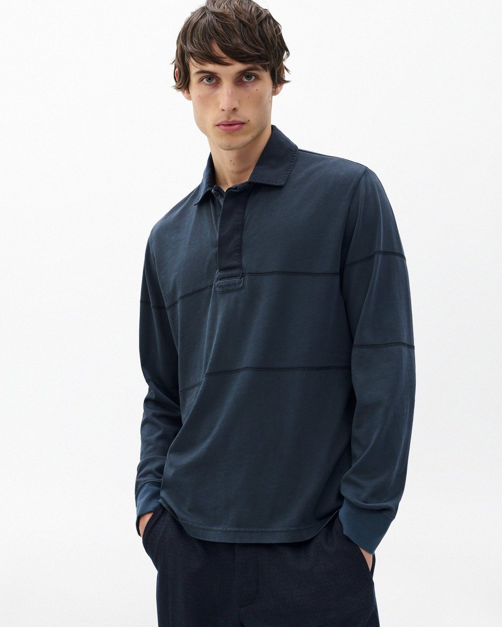 Washed Cotton Rugby Shirt Washed Black