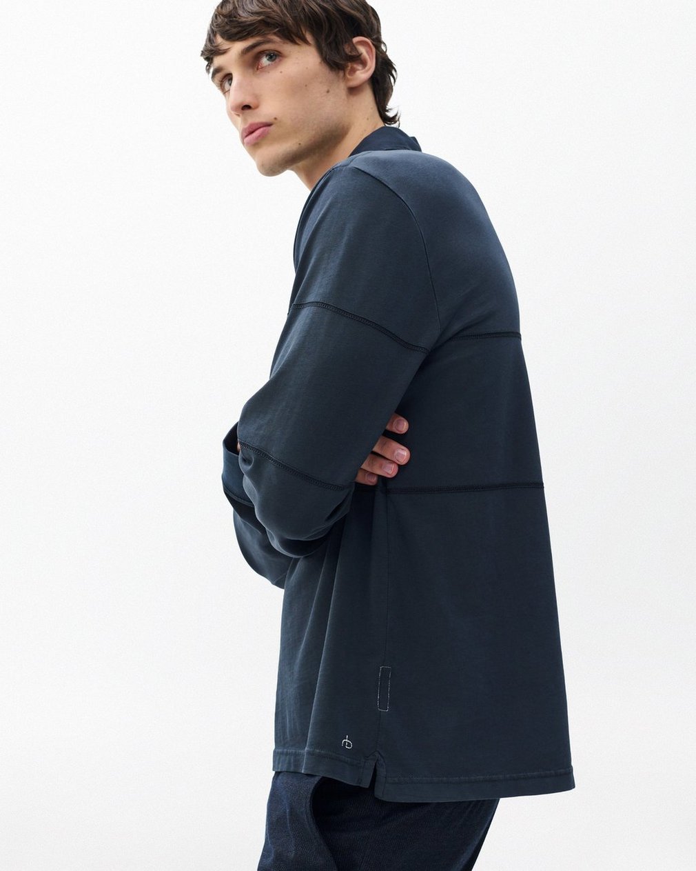 Washed Cotton Rugby Shirt Washed Black - Image 5