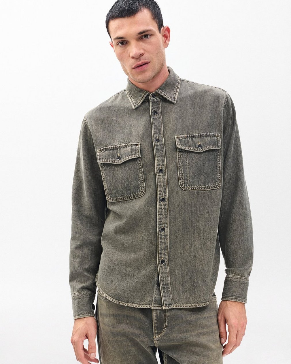 Jack Infuse Denim Shirt Grey Olive
