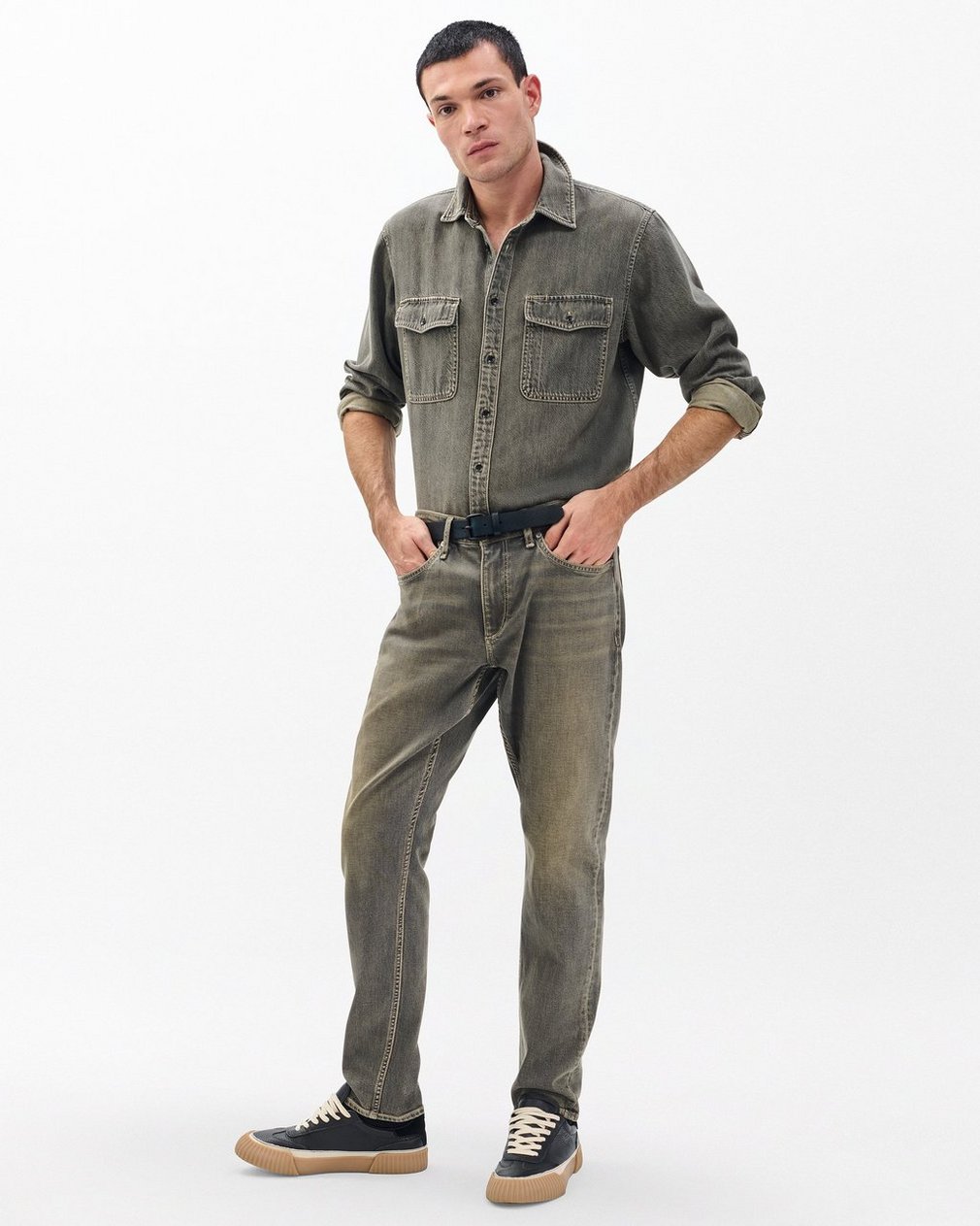 Jack Infuse Denim Shirt Grey Olive - Image 2