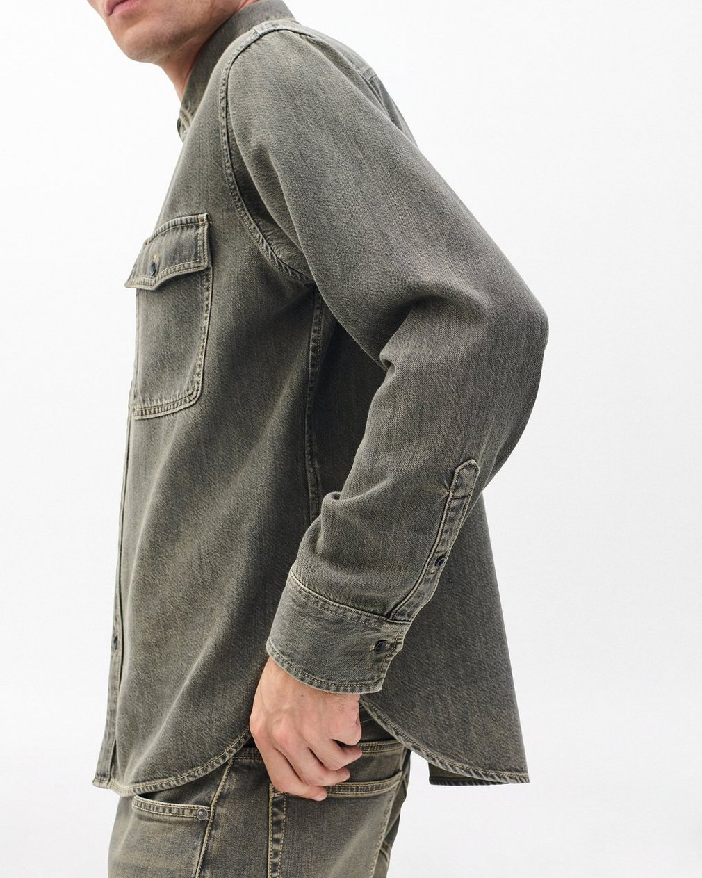 Jack Infuse Denim Shirt Grey Olive - Image 3