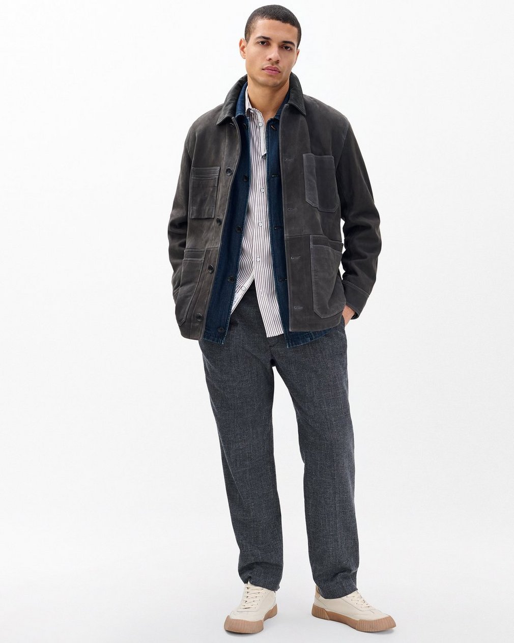 Patrick Poplin Shirt Coffee Stripe - Image 3