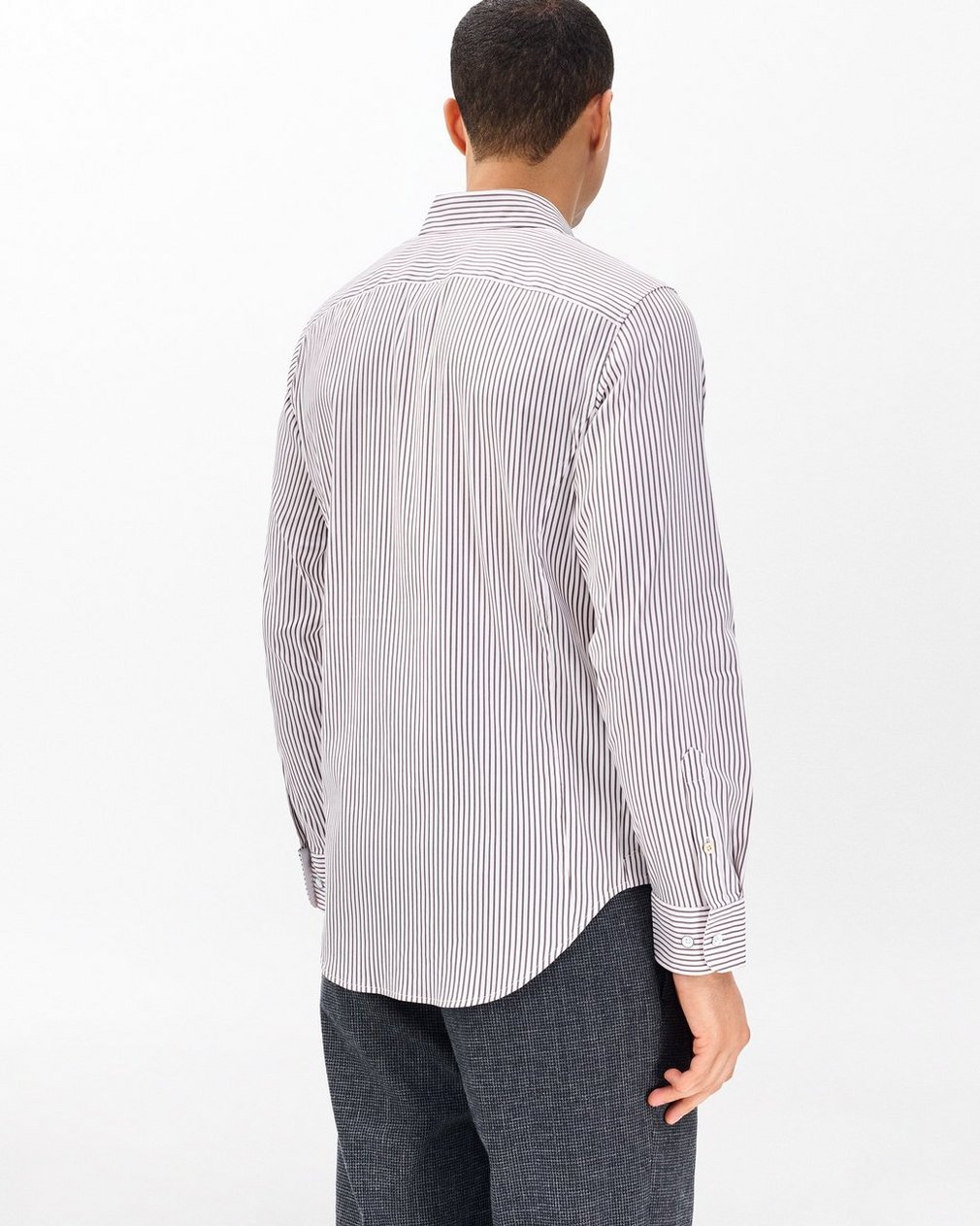 Patrick Poplin Shirt Coffee Stripe - Image 6