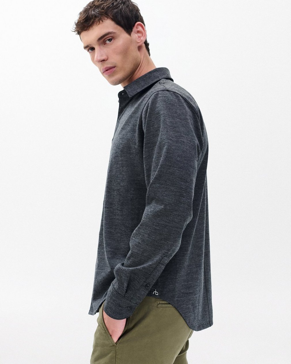 Tomlin Merino Wool Knit Shirt Charcoal - Image 5