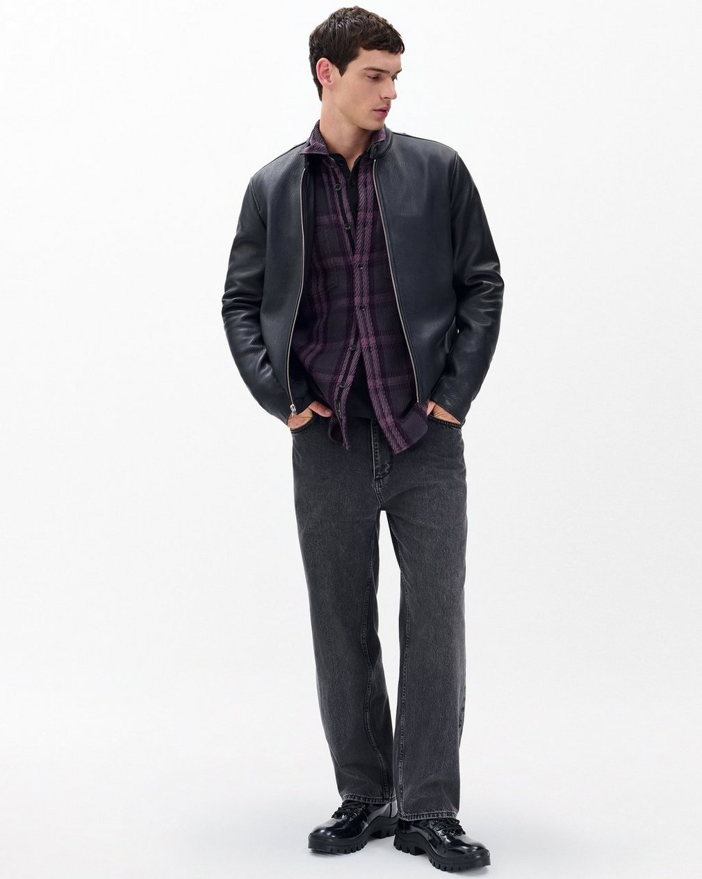 Plaid Twill CPO Overshirt Purple Fairfax - Image 3
