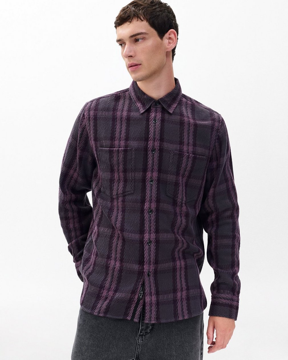 Plaid Twill CPO Overshirt Purple Fairfax - Image 4