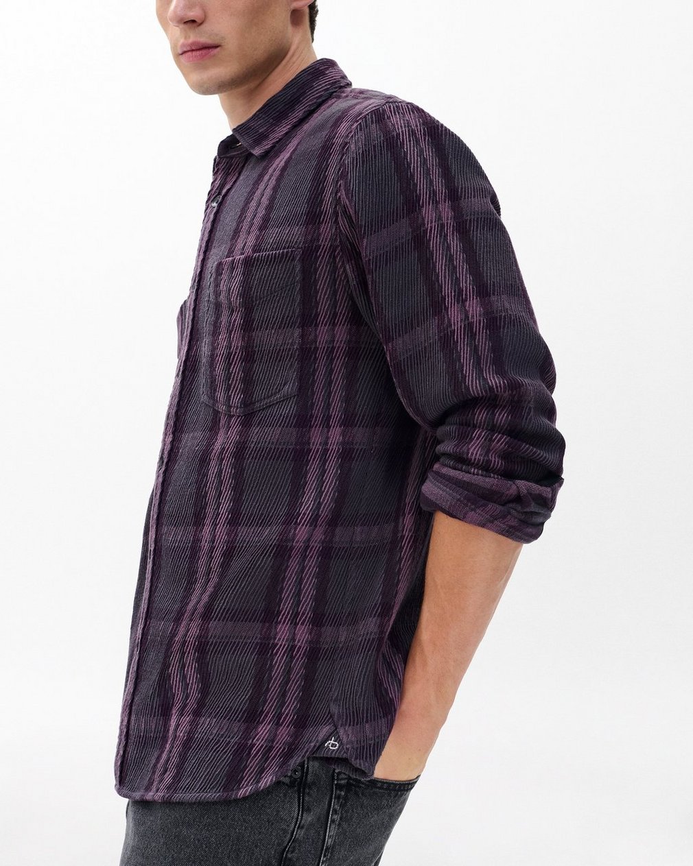 Plaid Twill CPO Overshirt Purple Fairfax - Image 5