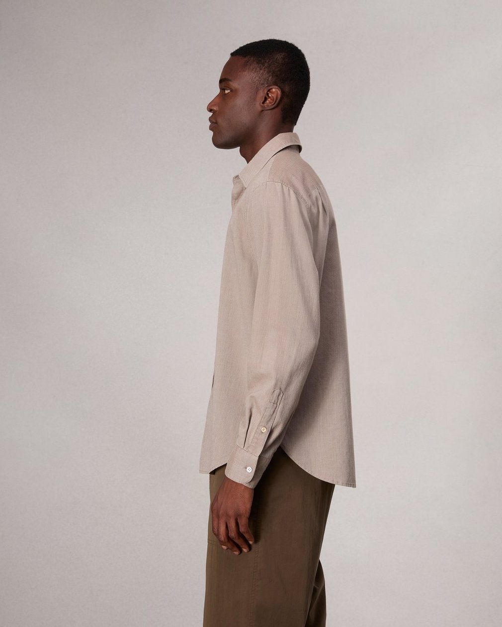 Finch Textured Striped Shirt Khaki Stripe - Image 4