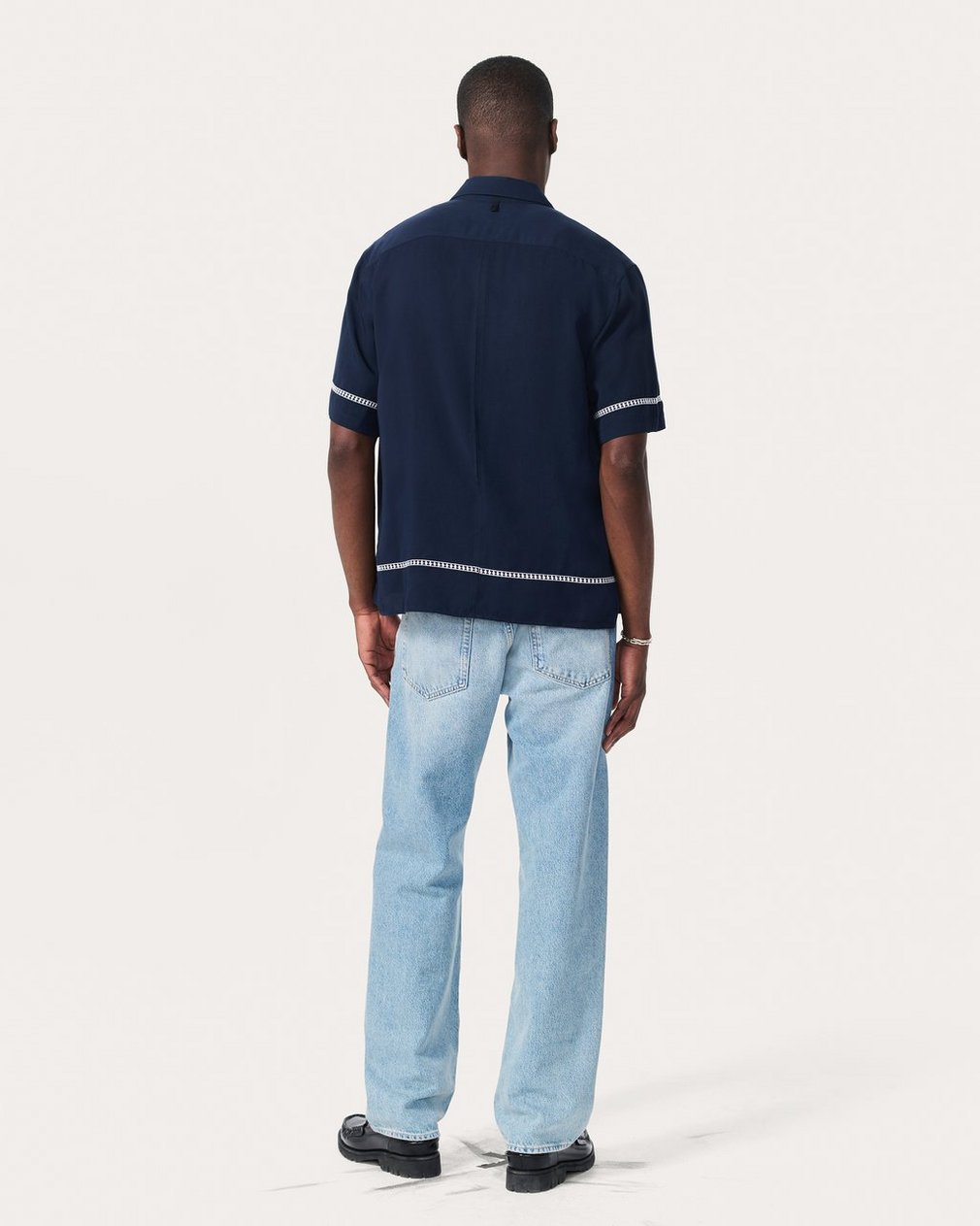 Dalton Embroidered Shirt Blue Ezra Stripe - Image 6