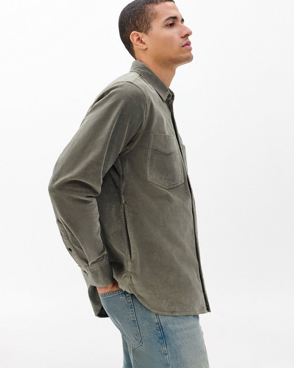 Corduroy CPO Overshirt Dark Green - Image 4