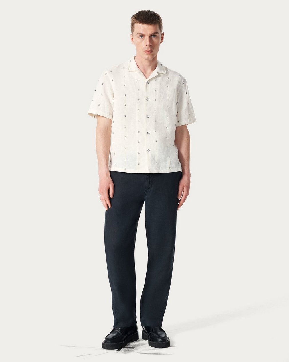 Avery Embroidered Camp Shirt White Remi Stripe - Image 3