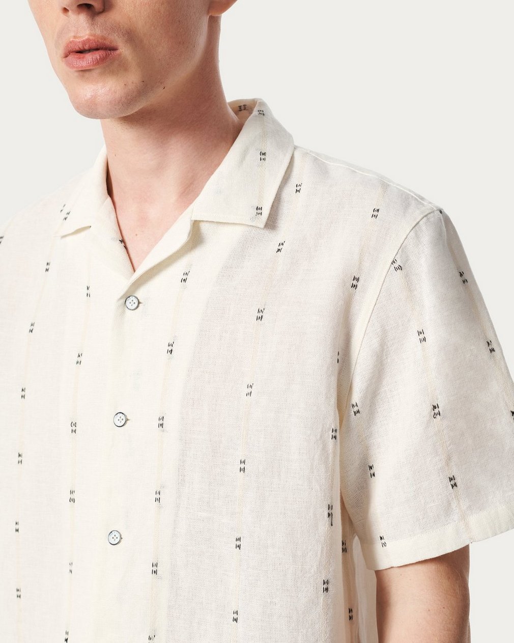 Avery Embroidered Camp Shirt White Remi Stripe - Image 4