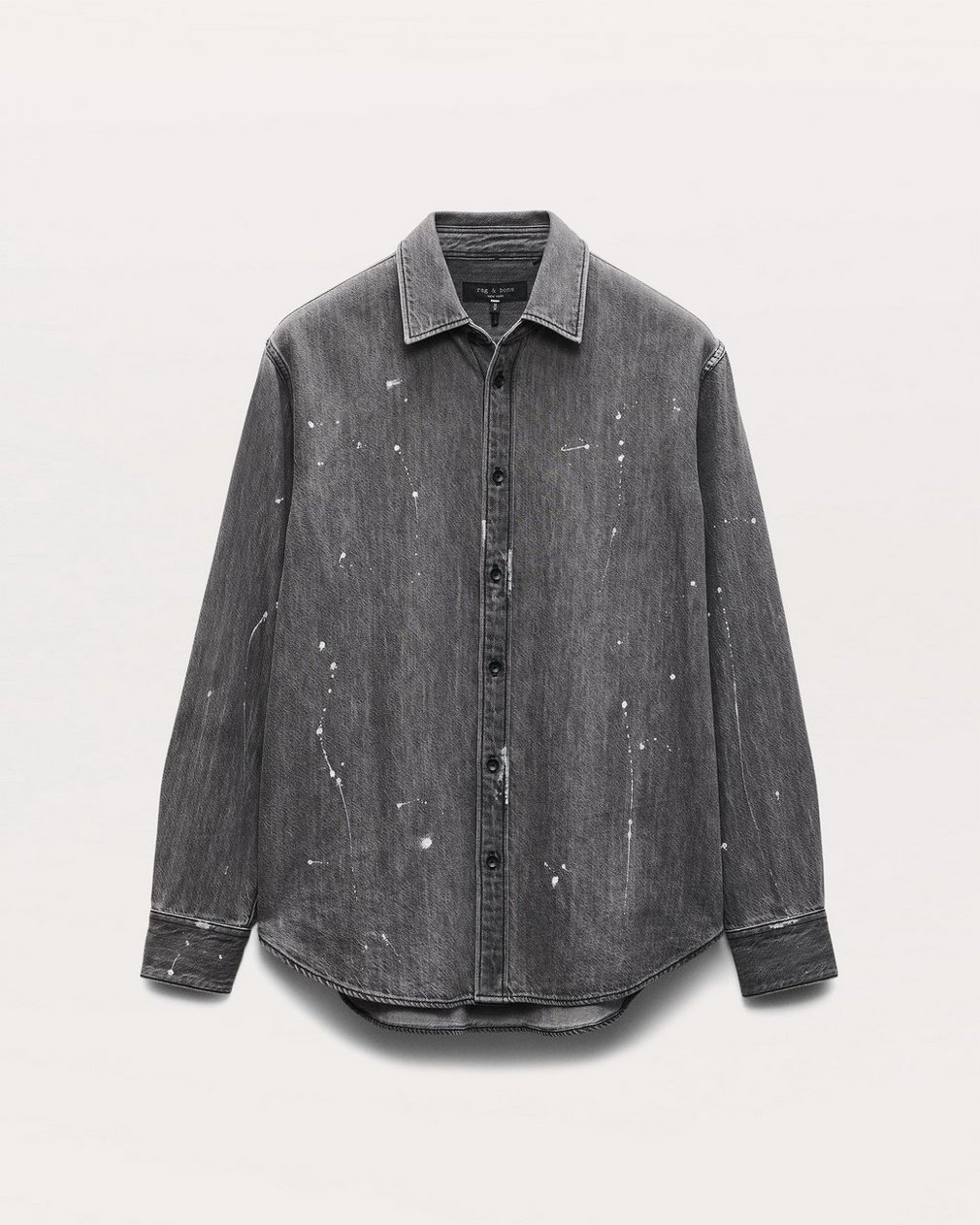 Finch Hand-Painted Denim Shirt Painted Charcoal - Image 2