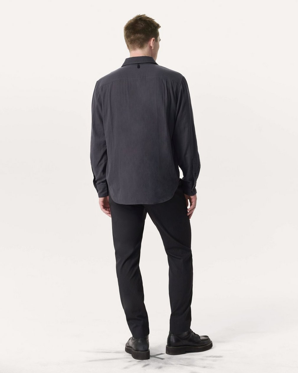 Finch Striped Cotton Gauze Shirt Dark Grey - Image 5