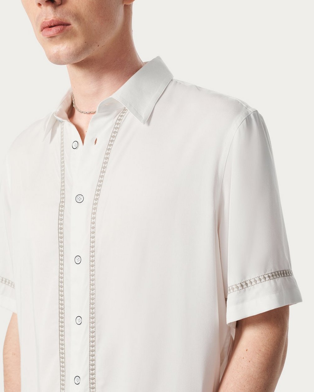 Dalton Embroidered Shirt White Ezra Stripe - Image 4