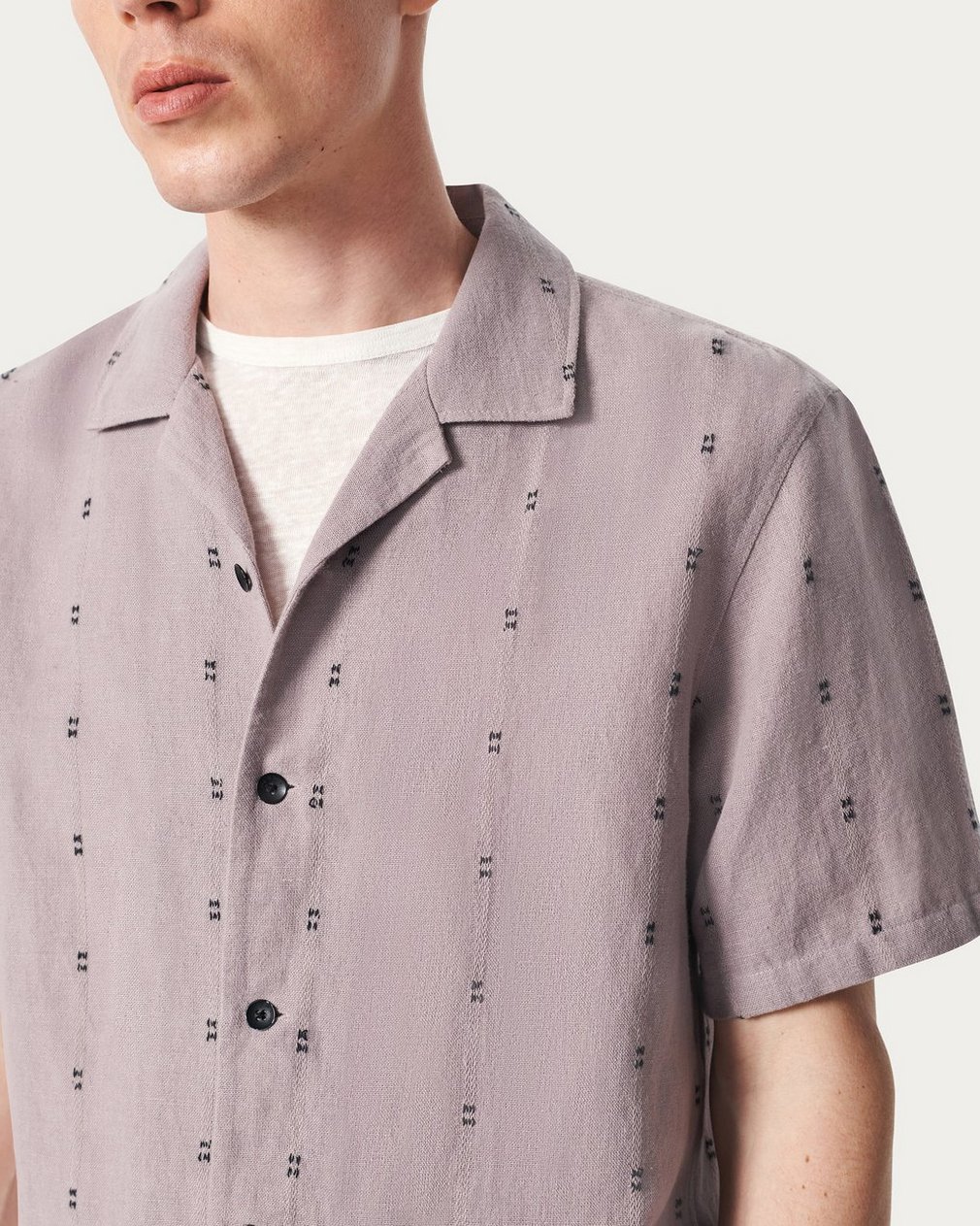 Avery Embroidered Camp Shirt Gull Remi Stripe - Image 4