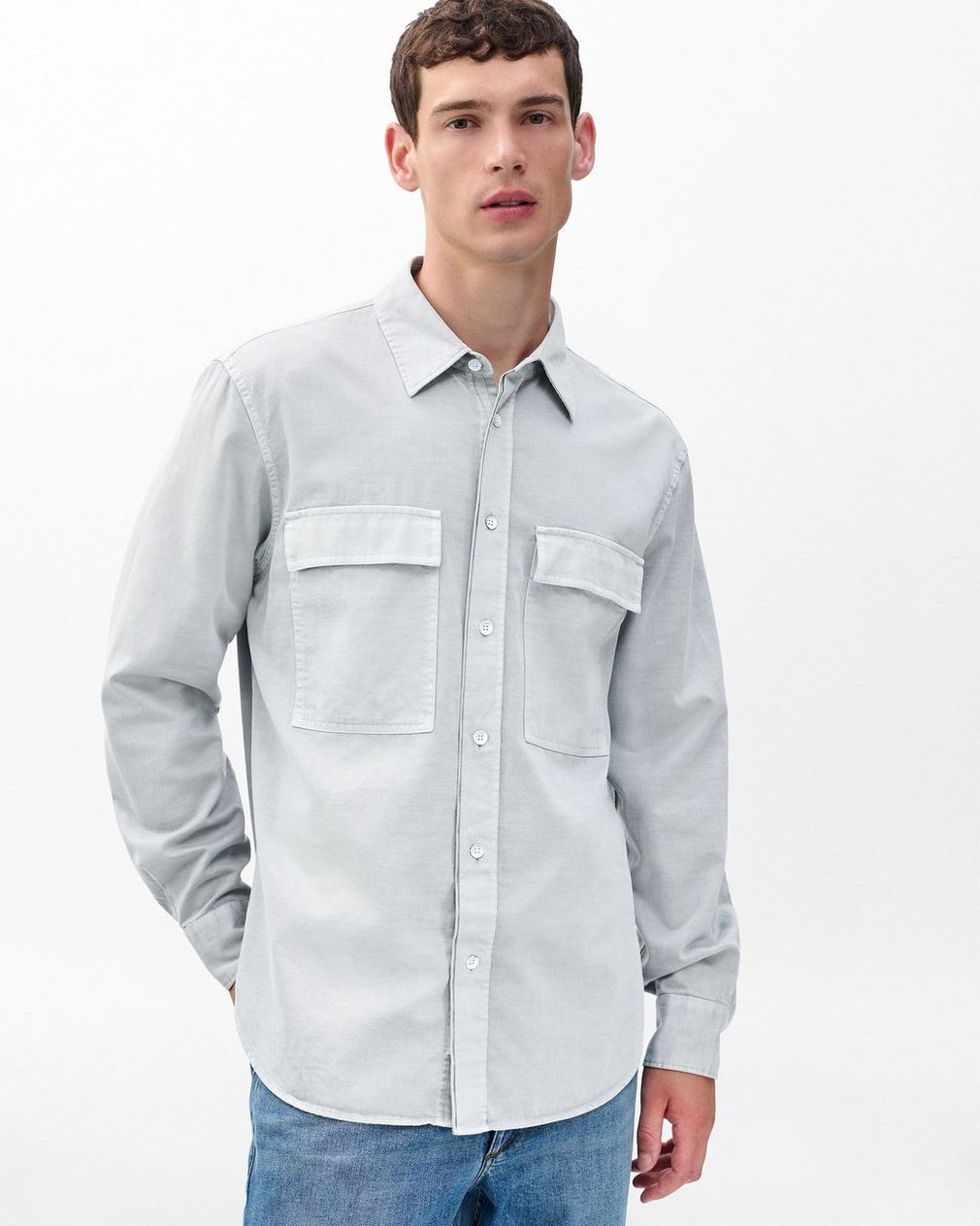 Finch Overdyed Shirt Grey Ice