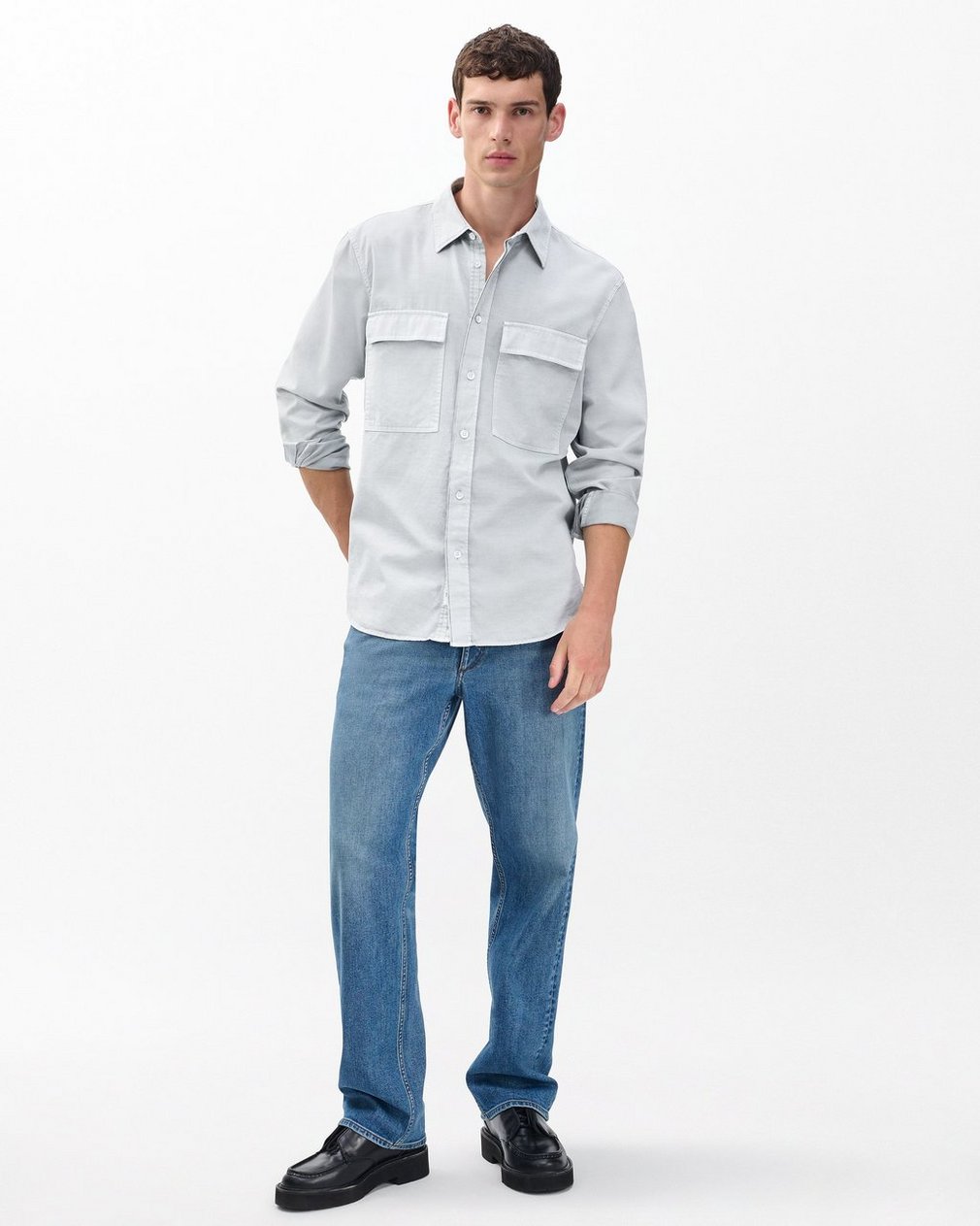 Finch Overdyed Shirt Grey Ice - Image 3