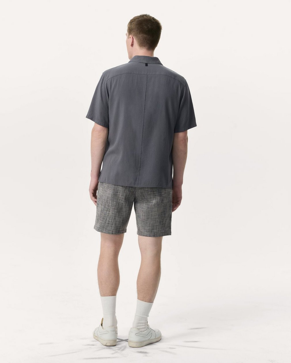 Relaxed Fit Dalton Dobby Striped Shirt Dark Grey - Image 5